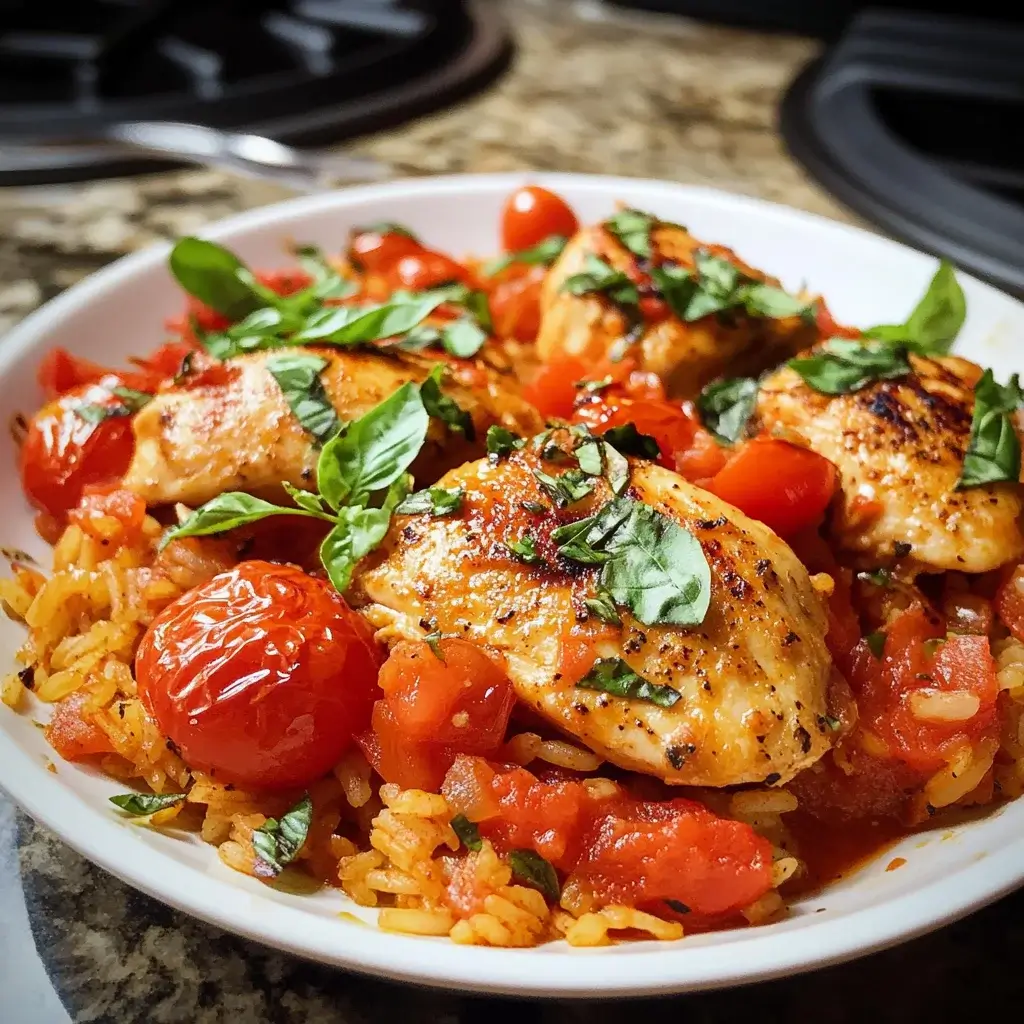 Minimal Cleanup, Maximum Flavor: One Pan Tomato Basil Chicken Rice